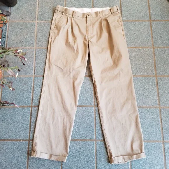 George Men's Pleated Tan Pants Khakis 36 x 32 - Picture 1 of 6